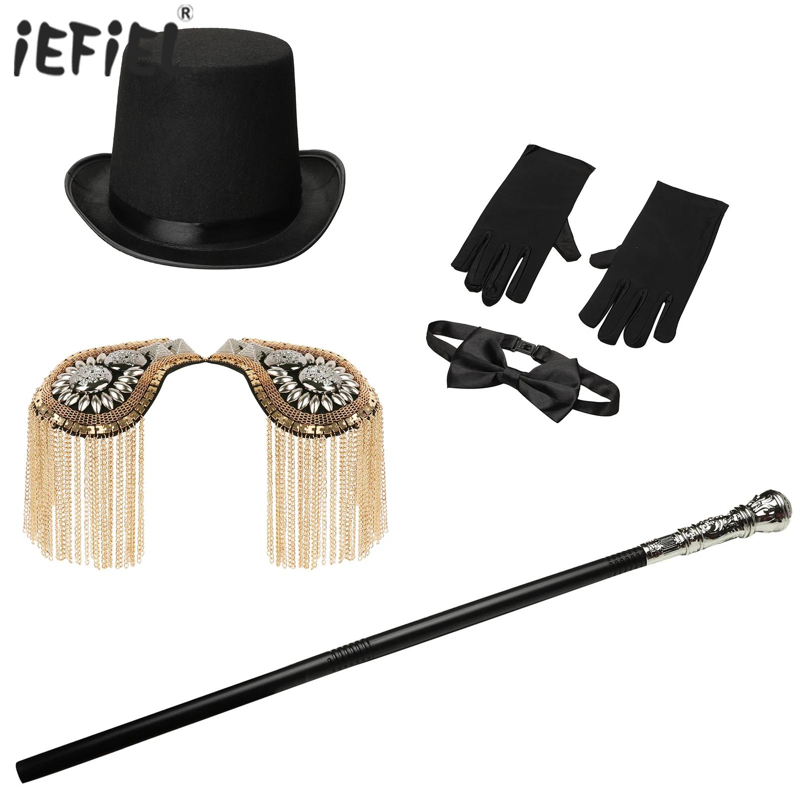 Formal Wear Gloves Men - Zirkusdirektor-Kostüm für Erwachsene, Cosplay, Zylinder, Quaste,