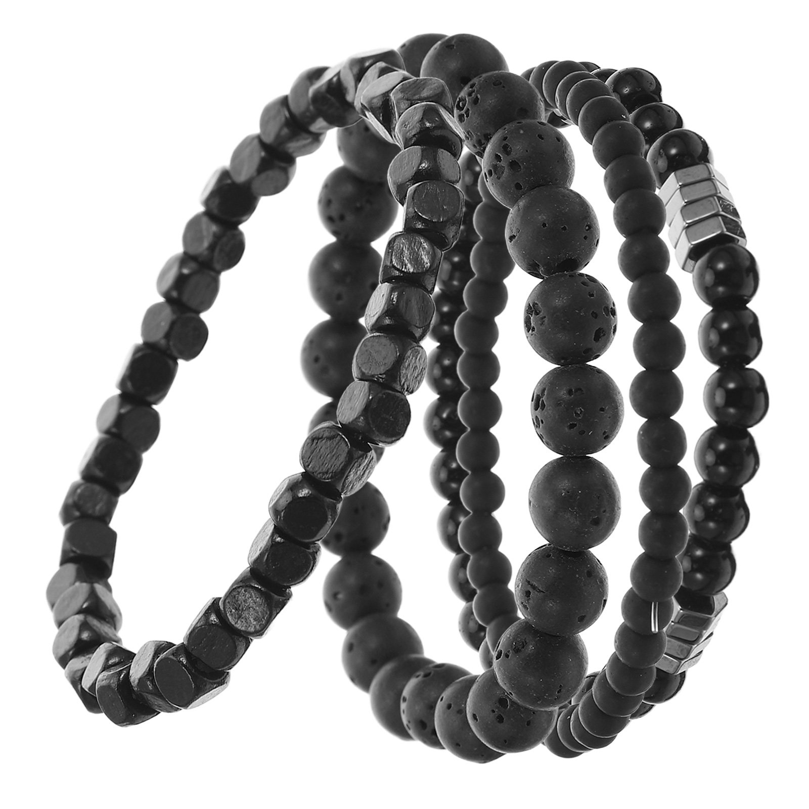Men'S Formal Wear Jewelry - 4 Stück Zirkon-Armbänder für Herren, Schwarz,