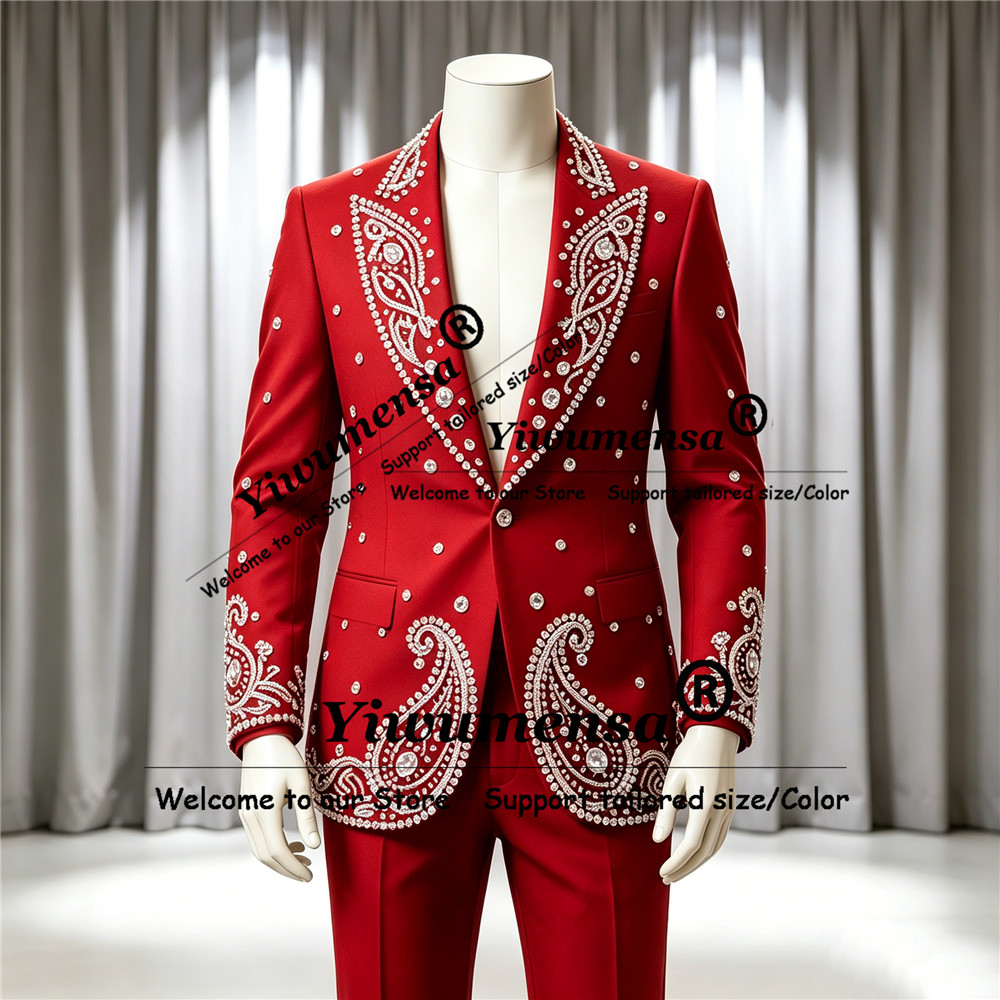 Men'S Formal Wear Jewelry - Glitzernder Schmuckstein-Ornament-Anzug für Herren für Hochzeit,
