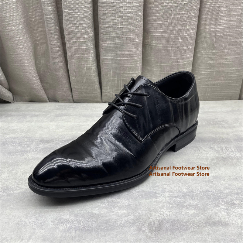 Formal Men Daily Wear Shoes - Herren-Oxford-Schuhe aus schwarzem Leder, klassische Schnürschuhe,