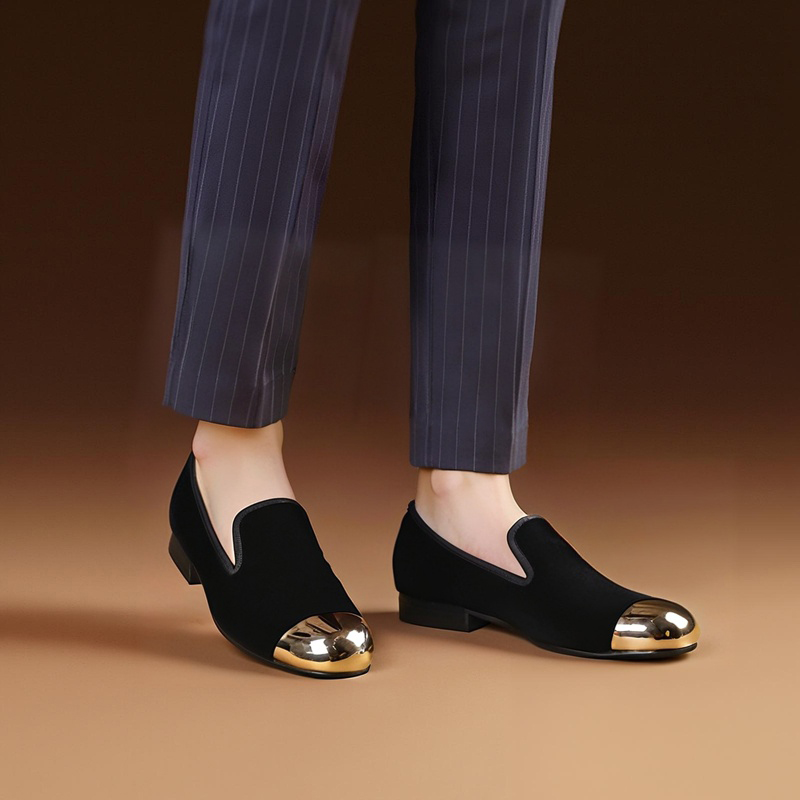 Men'S Formal Wear Slippers - Piergitar klassisches Modell, schwarze Samt-Slipper-Schuhe mit