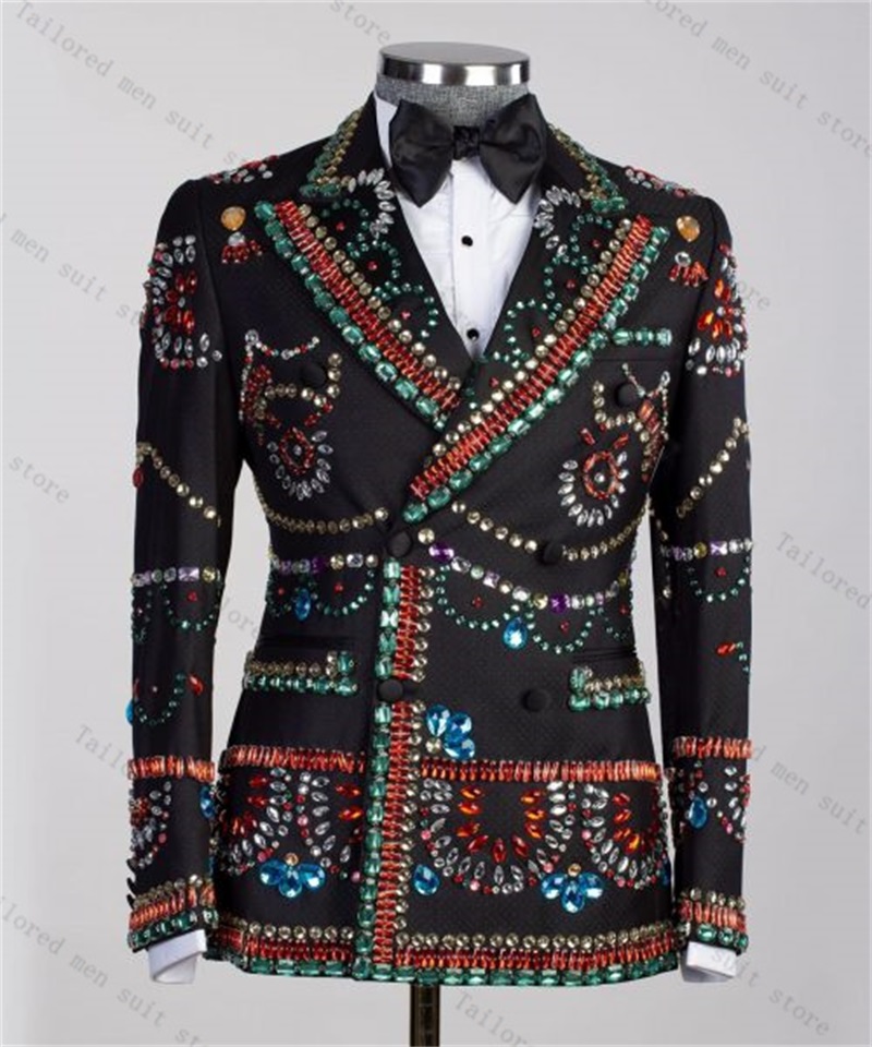 Men Formal Wear With Coat - Kristalle Herrenanzug-Set, 2-teilig, Luxus-Blazer + Hose,
