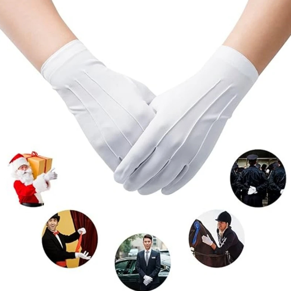 Formal Wear Gloves Men - 1/2 Paar Weiße Baumwollhandschuhe für Herren,