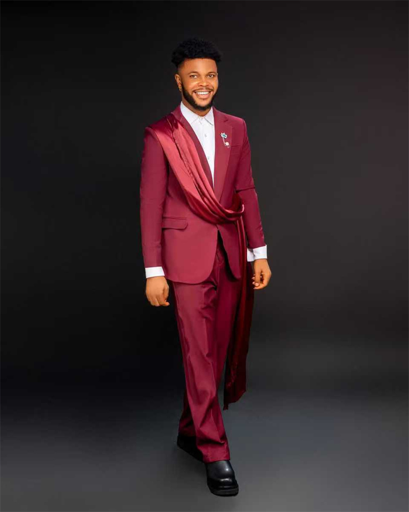 Men Formal Wear With Coat - Rotes Herrenanzug-Set, 2-teilig, Blazer + Hose,