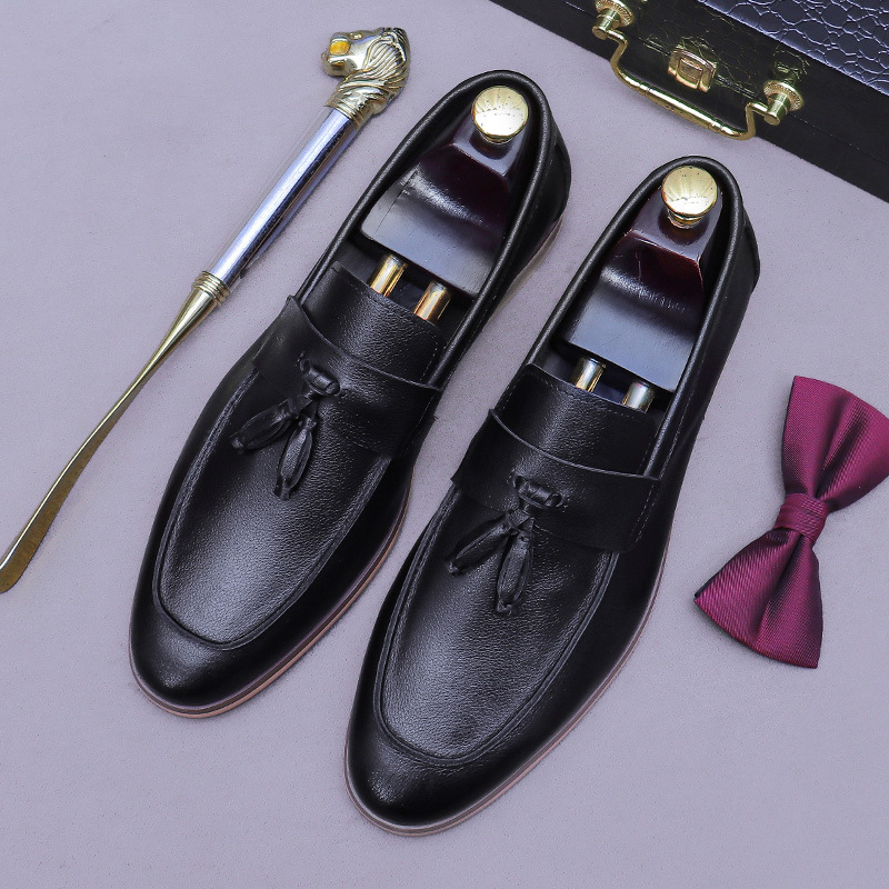 Formal Men Daily Wear Shoes - Herren-Loafer aus echtem Leder mit Quasten,