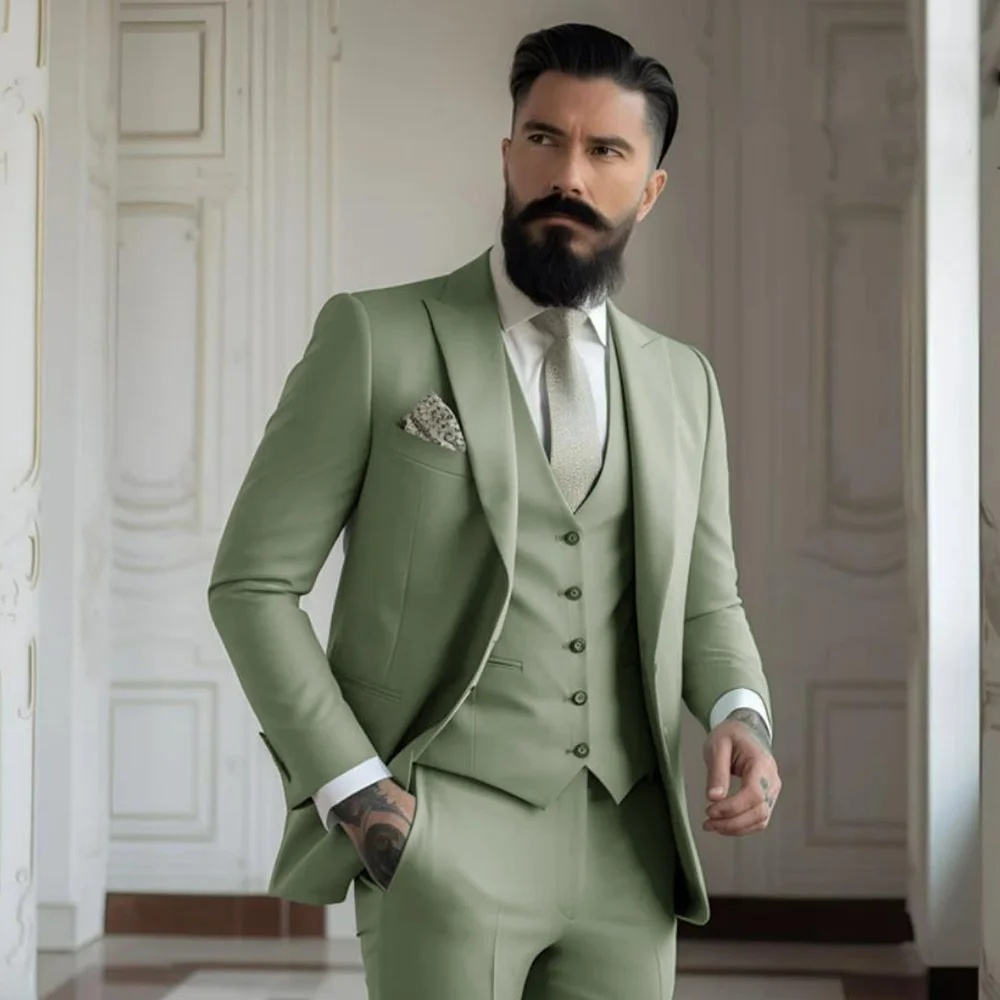 3-teiliger Khaki-Anzug für Her – Men Formal Wear With Coat Bewertung und Preis