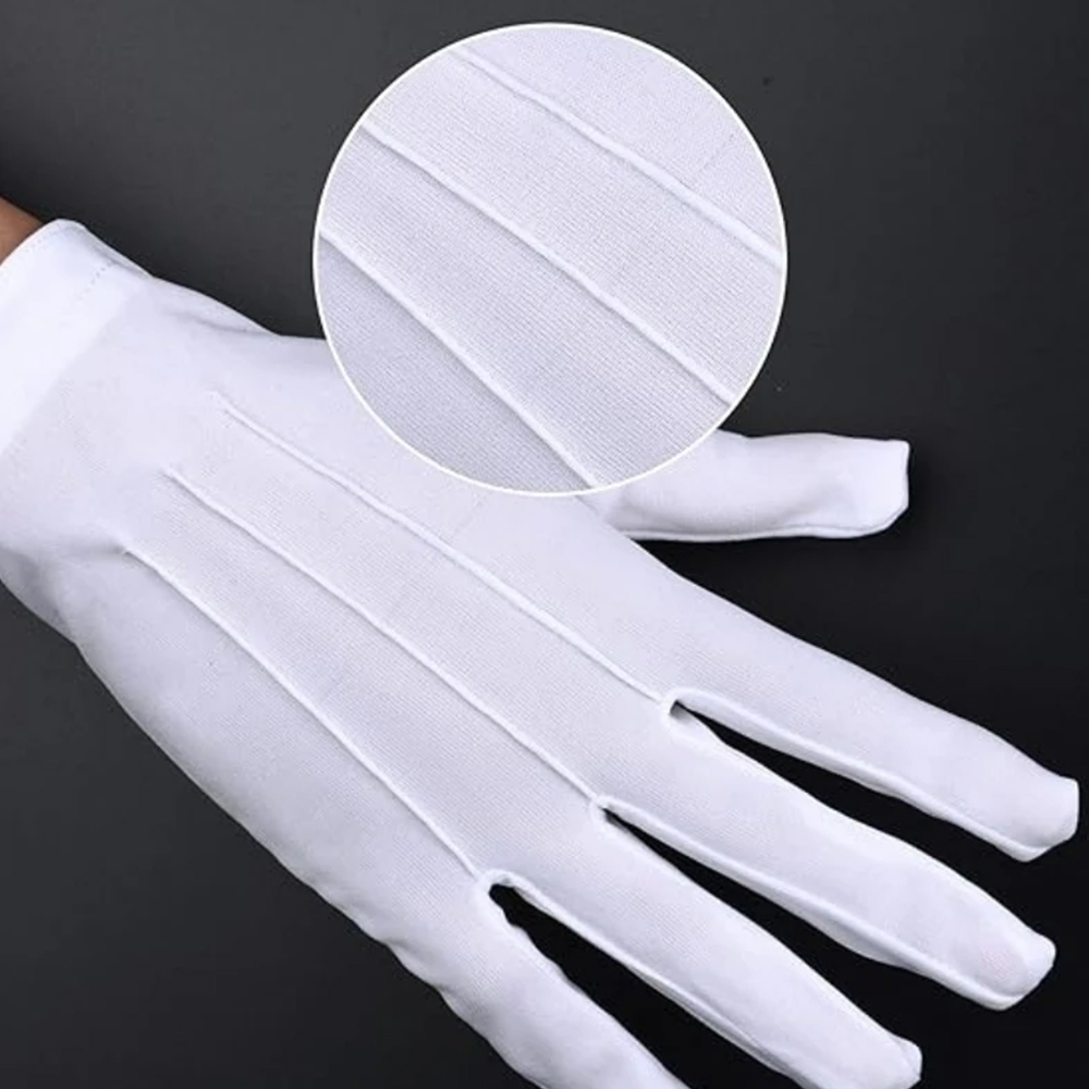 1/2 Paar Weiße Baumwollhandsch – Formal Wear Gloves Men Bewertung und Preis