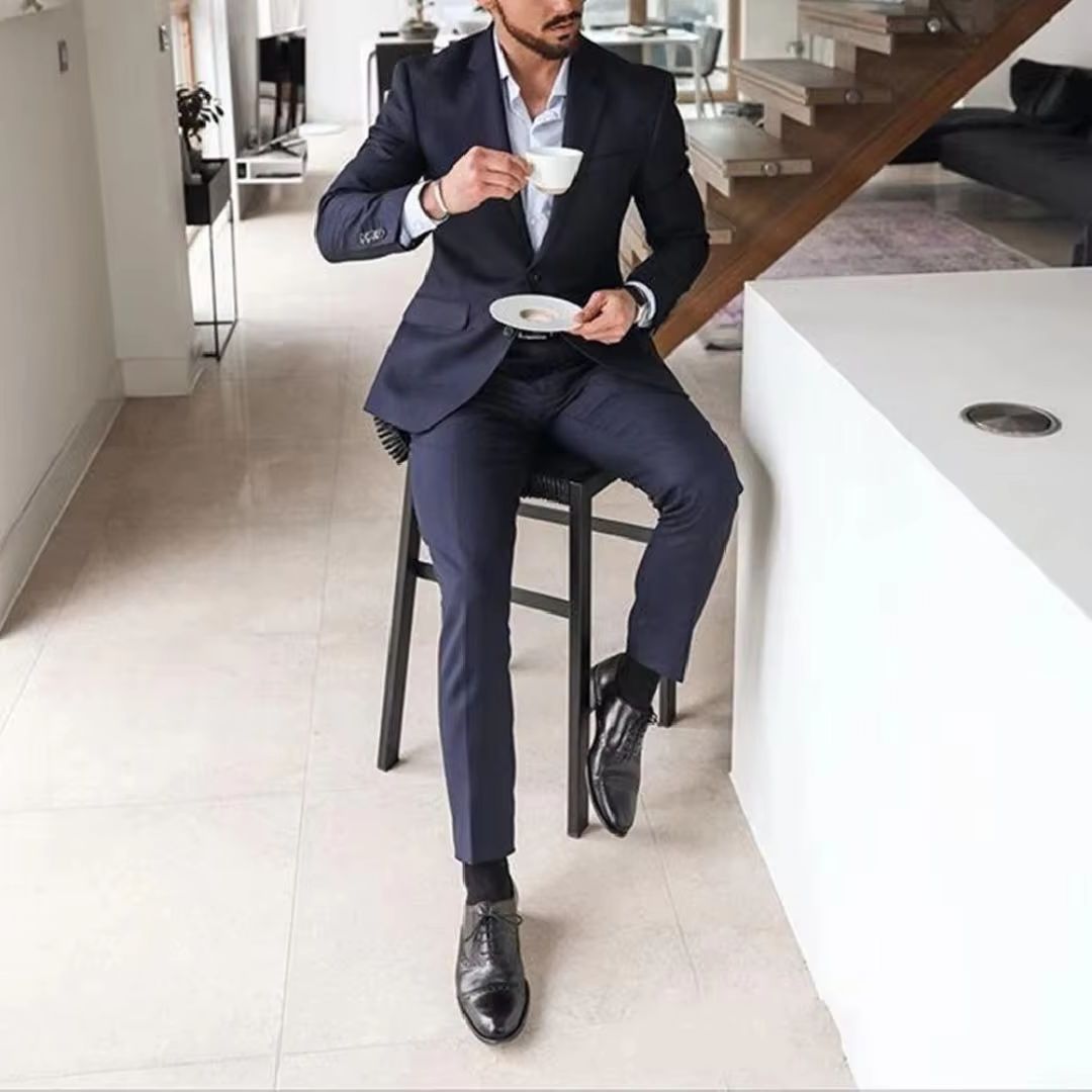 Marineblauer 2-Teiliger Herren – Latest Men Formal Wear Bewertung und Preis